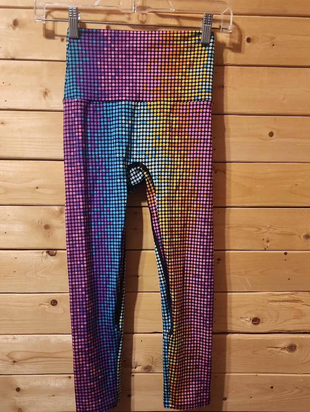 K-DEER Disco Dot Rainbow Athletic Leggings Capri Size XS Discontinued